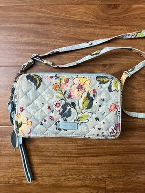 Vera Bradley Light Blue Quilted Floral Crossbody Wallet